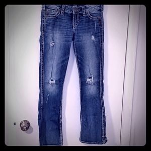 Hardly worn  silver jeans